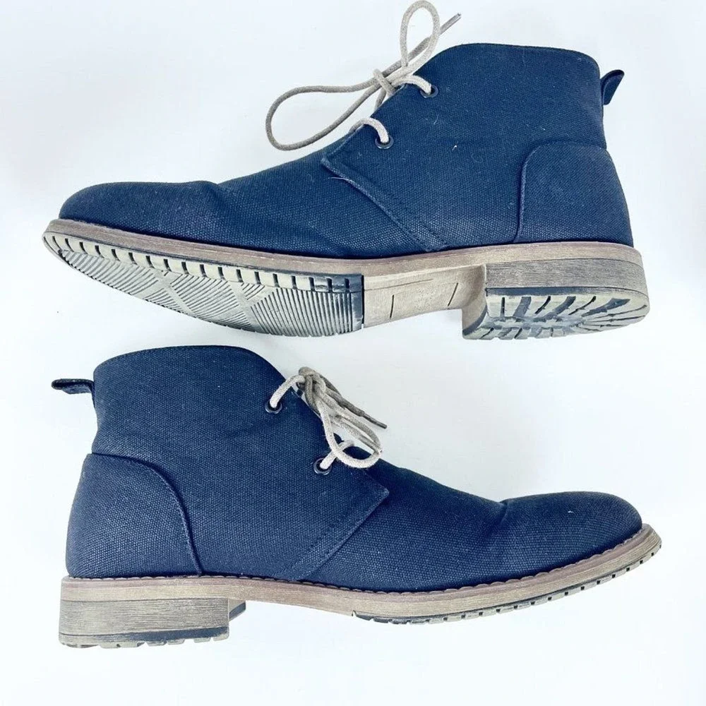 2/$30 Perry Ellis Tim II Shoes Men 10.5 Charcoal Black Canvas Boots LUG SOLE
